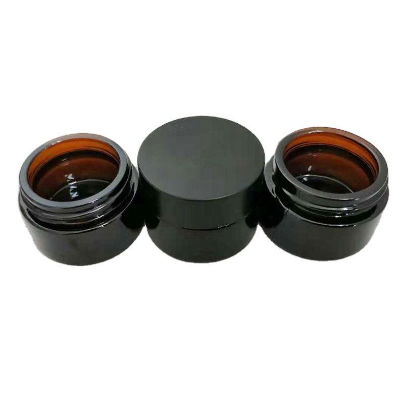 5-10-20-30-50-80g Wide Mouth Empty Amber Glass Cream Jar Cosmetic Packaging Wholesale