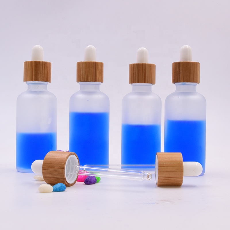 5/10/30/50/100 ML frosted Glass Liquid Reagent Pipette Bottle Eye Dropper bottles Aromatherapy packaging containers with bamboo