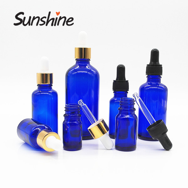 5 10 30 50 100ml Cobalt Blue Essential Oil Glass Dropper Bottles