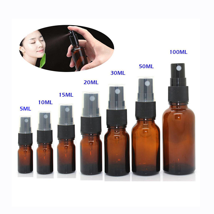 5-100 ML Mini Beauty Empty Amber Glass Essential Oil Mist Spray Container Case Refillable travel bottle