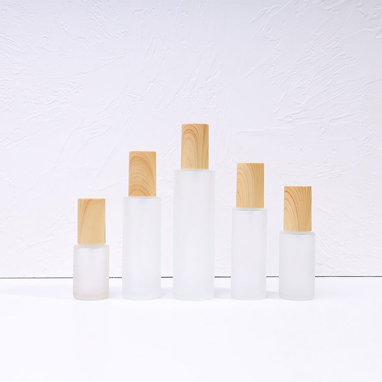 5-100g Frosted Face/Eye Cream Glass Jar Facial Mud Glass Jar With Natural Wood Grain Lid