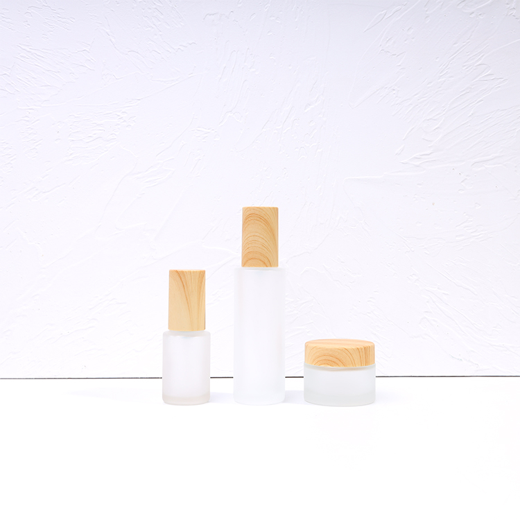 5-100g Frosted Face/Eye Cream Glass Jar Facial Mud Glass Jar With Natural Wood Grain Lid