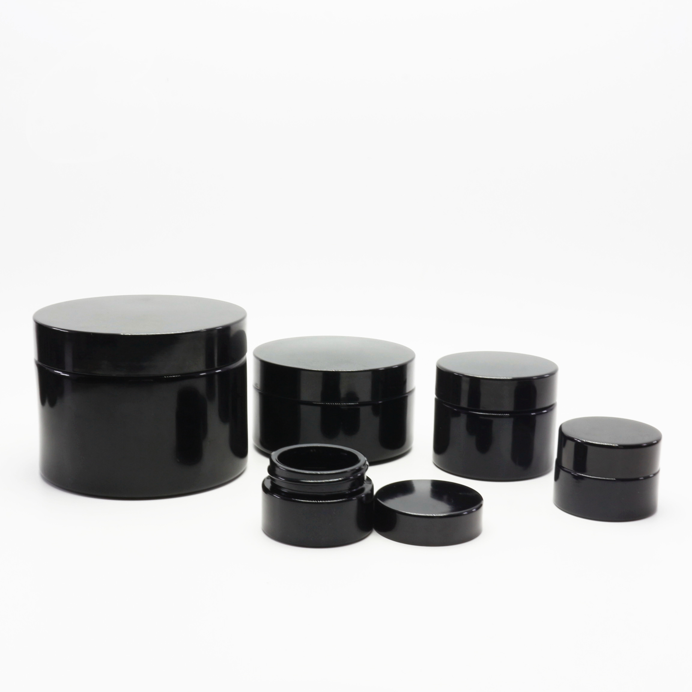 5/15/30/50/100/200/250/500/1000g ml dark violet uv glass jar black weed smell proof jar VB-49AN