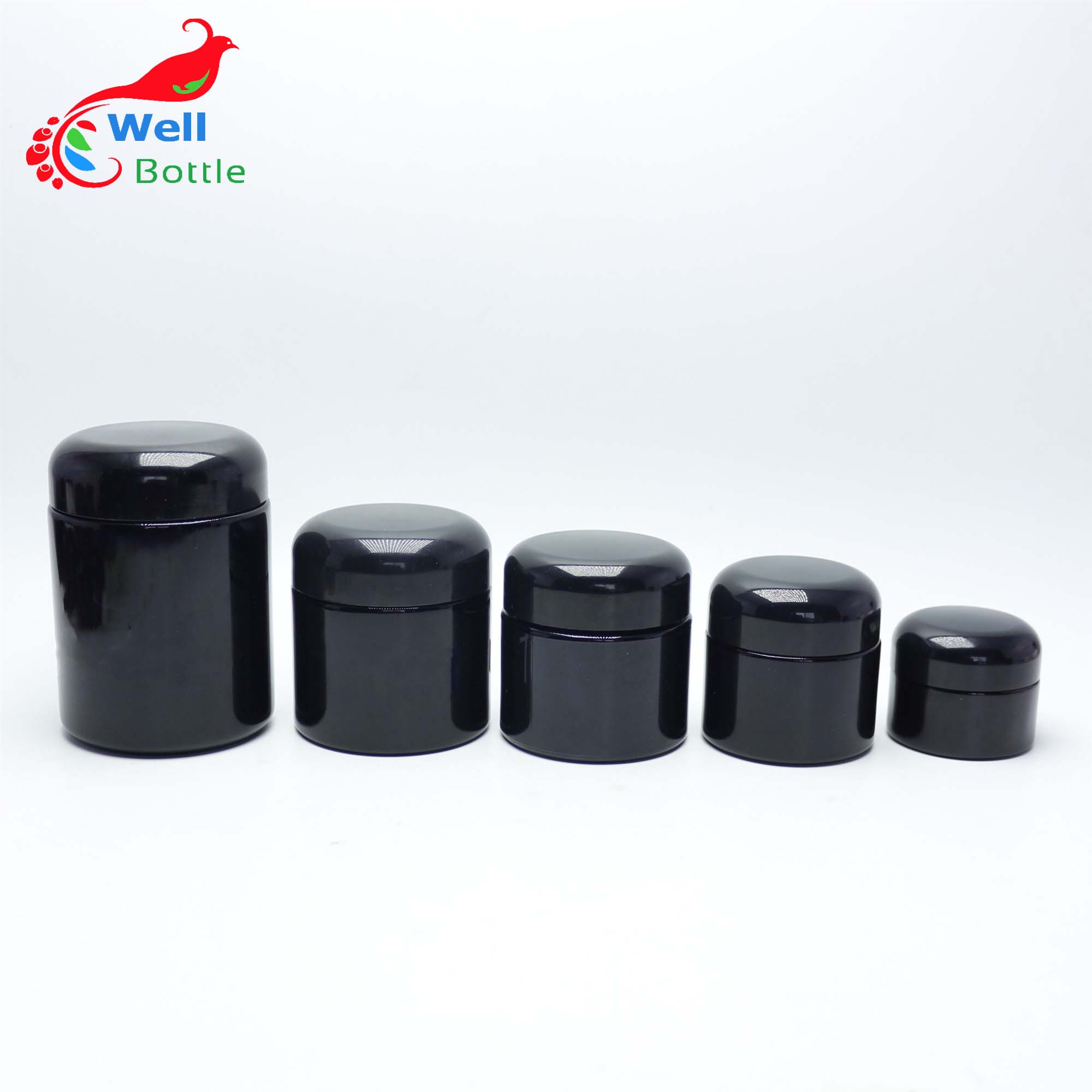 5/15/30/50/100/200/250/500/1000g ml dark violet uv glass jar black weed smell proof jar VB-49AN