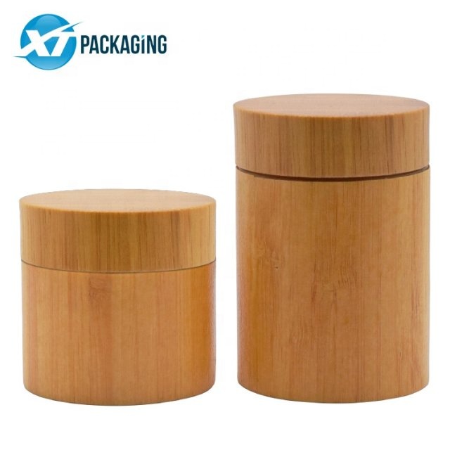 5 1oz Cosmetic Jar Wooded Cap for Skin Care Cream Packaging with bamboo cap Glass Plastic