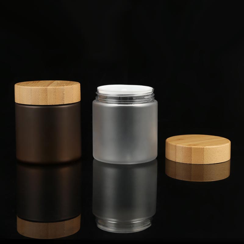 5-200ML Matte Containers Cosmetic Jar Bamboo Lid Frosted Plastic Body Cream Jars for Cream Cosmetics