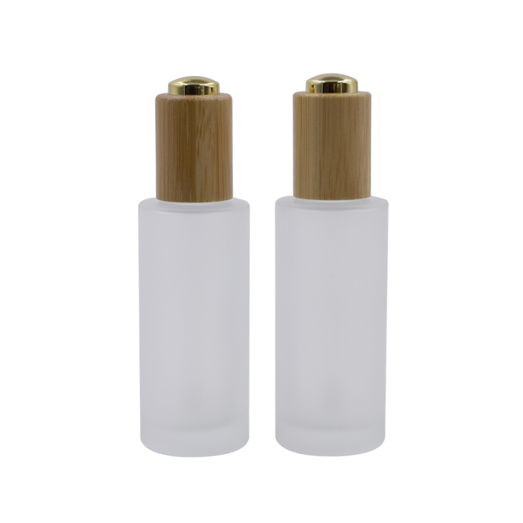 5-200ml bamboo cosmetic dropper frosted glass essential oil dropper glass bottle