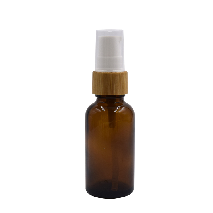 5-200ml bamboo lotion pump spray amber glass bamboo essential oil glass bottle