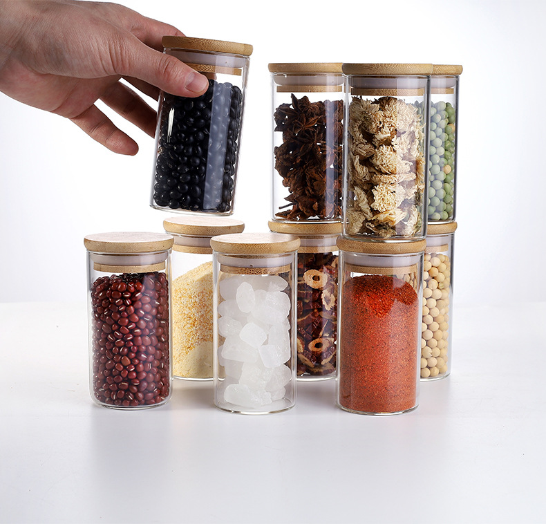 5.67 OZ(170 ml) Jars Glass Set Of 10 Airtight Glass Jars In Bulk With Wood Lids Cover Glass Jars Wholesale For Food More