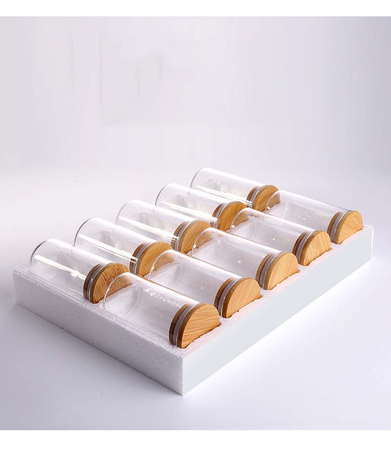 5.67 OZ(170 ml) Jars Glass Set Of 10 Airtight Glass Jars In Bulk With Wood Lids Cover Glass Jars Wholesale For Food More