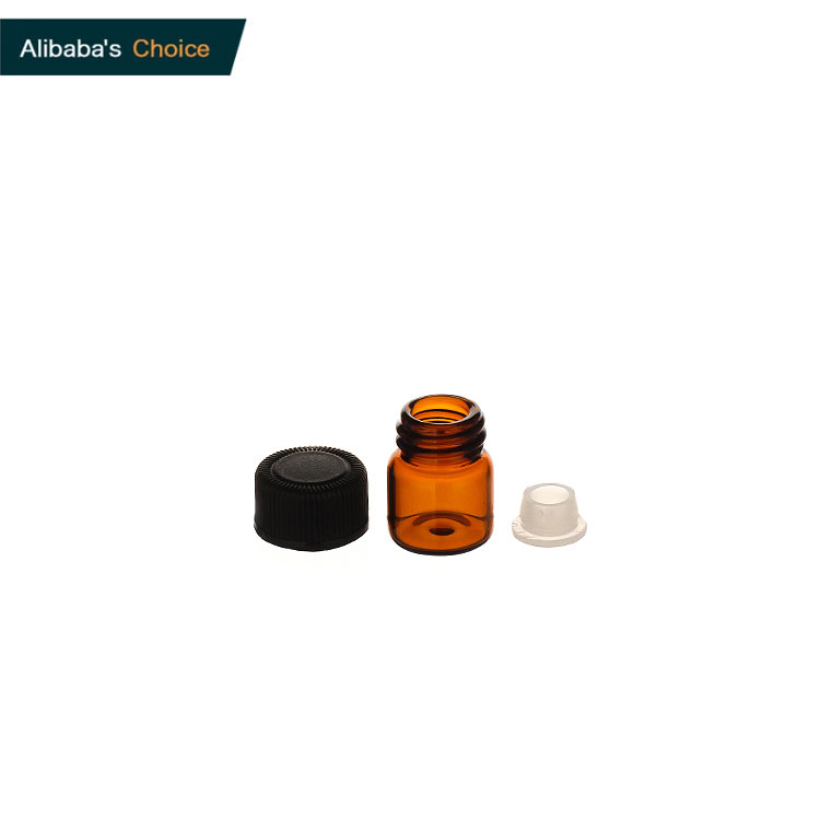 5/8 dram 1ml 2ml premium amber glass aromatherapy essential oil bottle