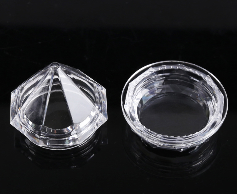 5 Gram Diamond Shaped Clear Jars Cosmetic Makeup Plastic Jars BPA FREE Cosmetic Samples with Lids Trial Case Compact Storage Box