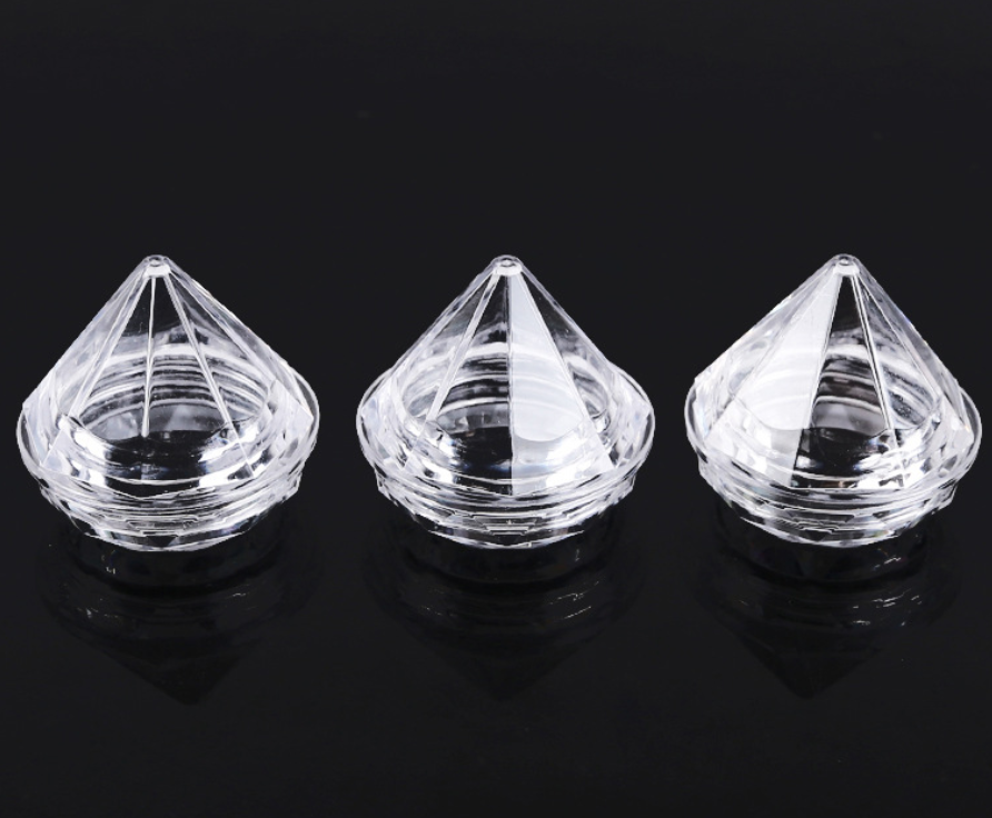 5 Gram Diamond Shaped Clear Jars Cosmetic Makeup Plastic Jars BPA FREE Cosmetic Samples with Lids Trial Case Compact Storage Box
