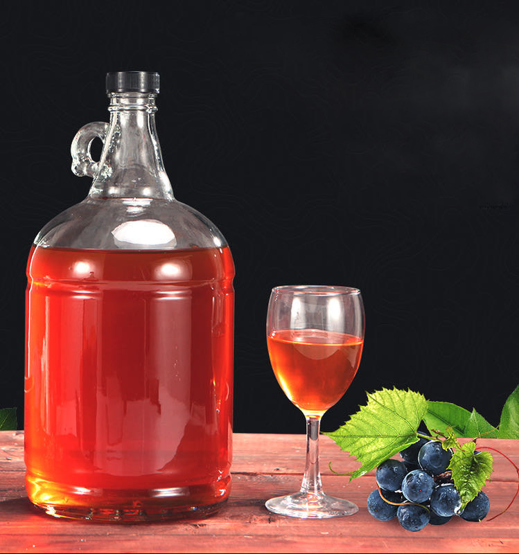 5 Liter gallon recycled Big Capacity red wine glass Bottle With Cap Handle