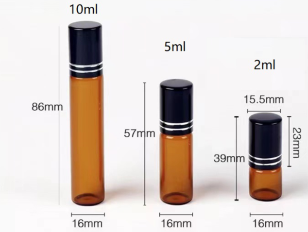 5 Ml 8Ml 10Ml 15Ml Amber Glass Perfume Roller Ball On Bottle For Essential Oil