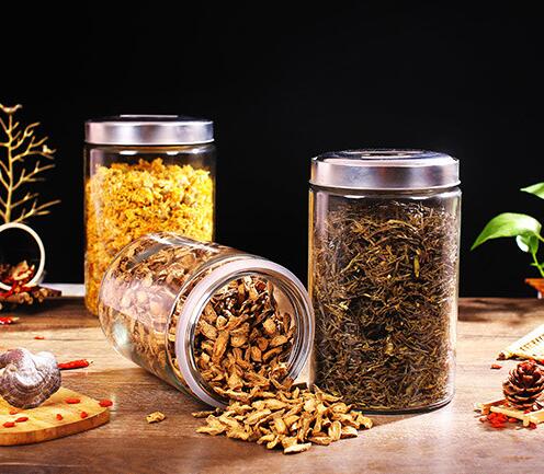5 Pieces High Capacity Clear Glass Jar With Airtight Stainless Steel Lids For Apothecary Containers Nuts Grains Spice