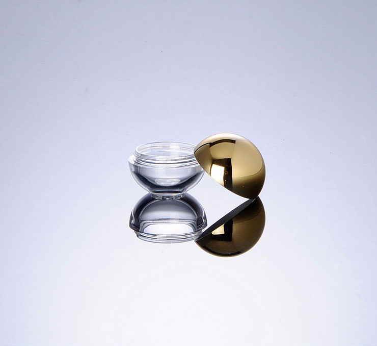 5 grams High Quality ball shaped Acrylic Jar with gold lid