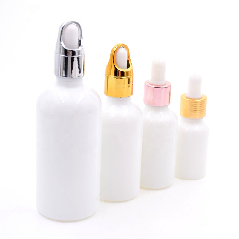 5 ml 10 ml 15 ml 20 ml 30 ml 50 ml 100 ml Refillable Empty white skincare glass essential oil bottle cosmetics with sealed lid