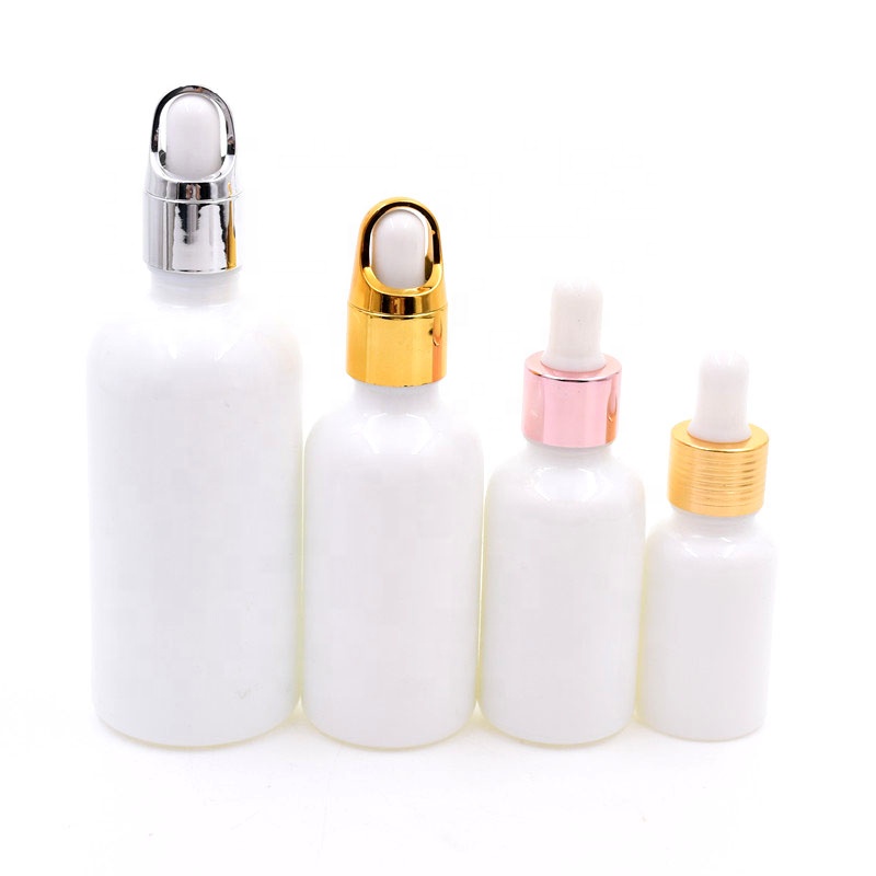 5 ml 10 ml 15 ml 20 ml 30 ml 50 ml 100 ml Refillable Empty white skincare glass essential oil bottle cosmetics with sealed lid