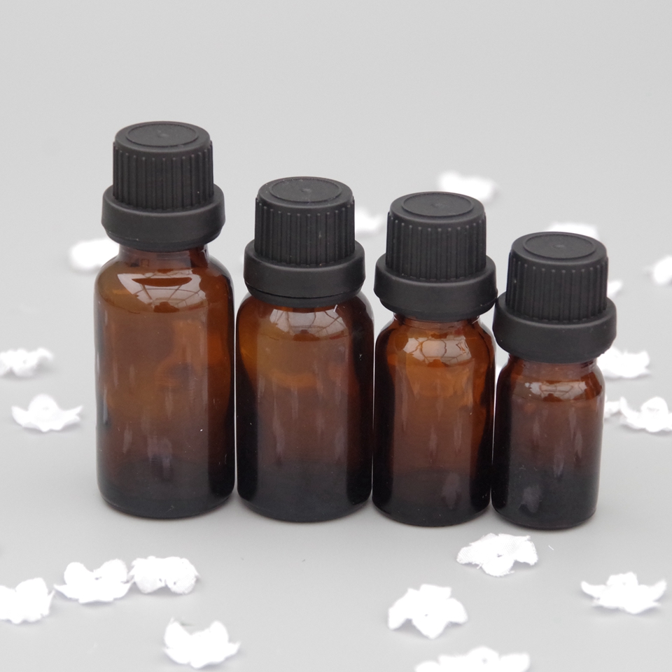 5 ml 10 ml 15 ml 20 ml 30 ml 50 ml 100ml Euro Dropper Amber Oil Glass Bottle with Tamper Evident Cap and Orifice Reducer
