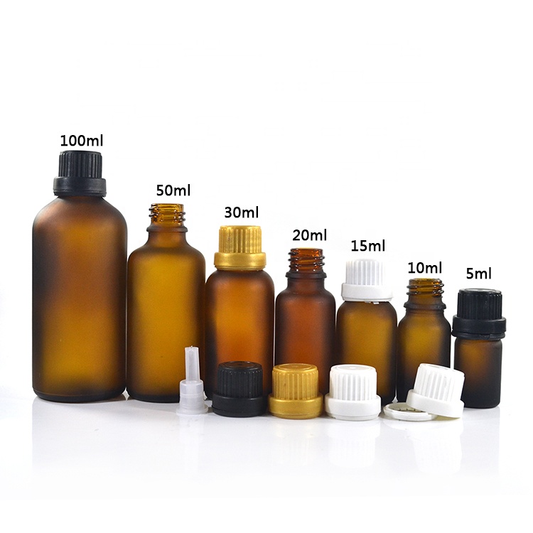 5 ml 10 ml 15 ml 20 ml 30 ml 50 ml 100ml Euro Dropper Amber Oil Glass Bottle with Tamper Evident Cap and Orifice Reducer
