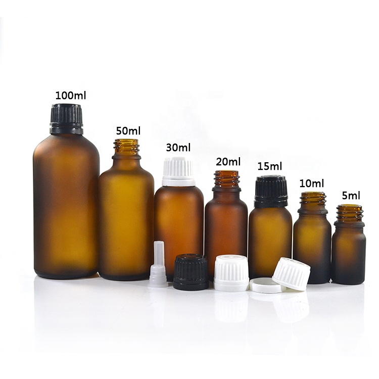 5 ml 10 ml 15 ml 20 ml 30 ml 50 ml 100ml Euro Dropper Amber Oil Glass Bottle with Tamper Evident Cap and Orifice Reducer