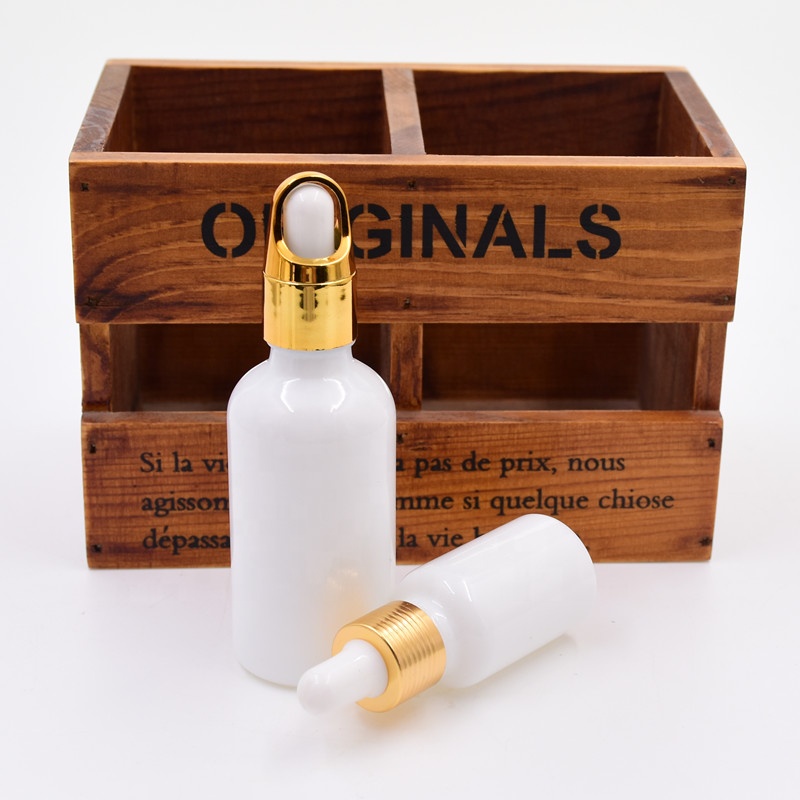 5 ml 10 ml 15 ml 20 ml High quality fancy child proof white glass dropper bottle essential oil cosmetics container for lotion