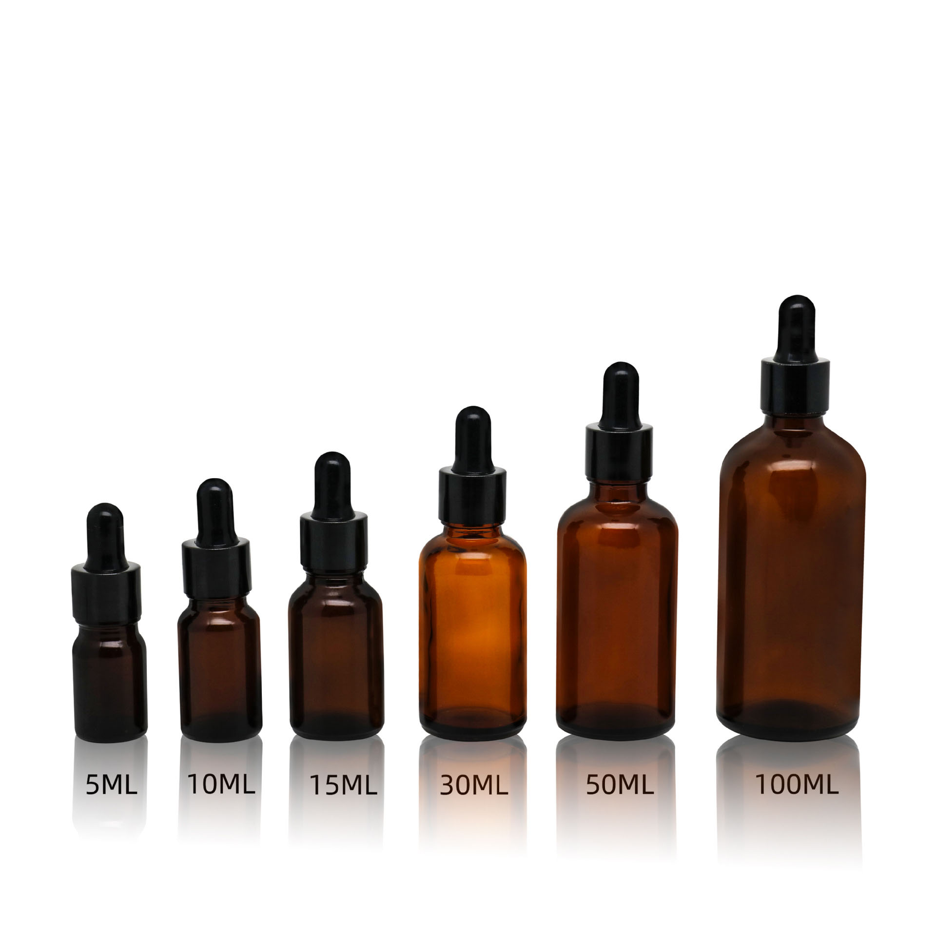 5 ml 10 ml 15 ml 30 ml 50ml  100ml brown  amber refined oil glass dropper bottle