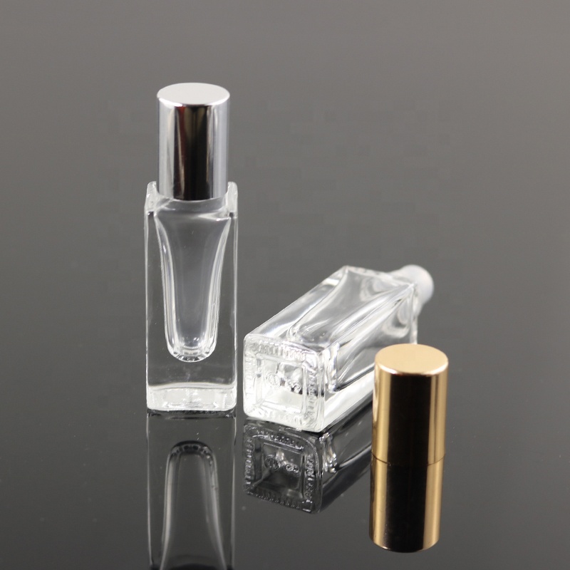 5 ml 10 ml mini square glass roll on bottle steel roller ball perfume bottle (NRB08A)