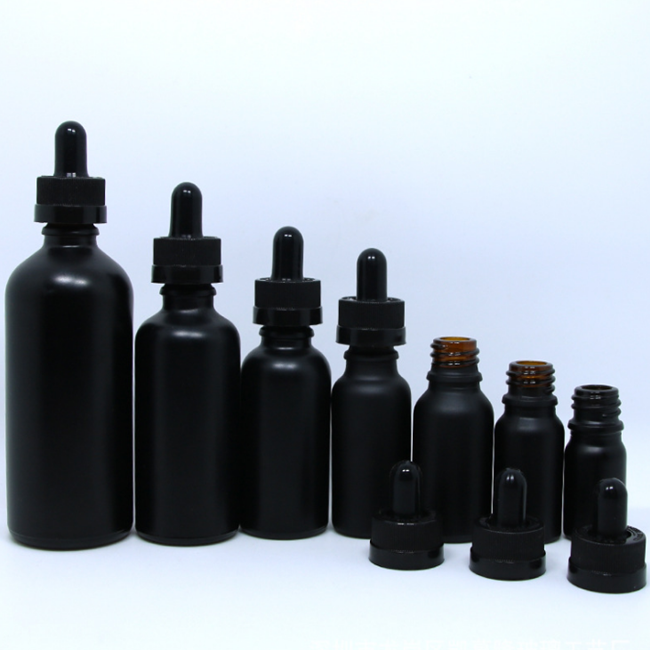 5 ml 15 ml 20 ml 30 ml 60 ml 120 ml matte black frosted essential oil glass boston round pipette dropper bottles with dropper