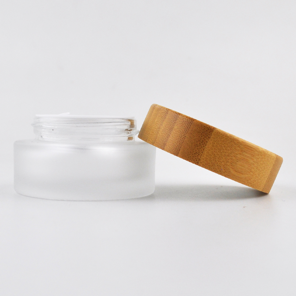 5 ml 15 ml 30 ml 50 ml 100 ml frosted glass jar bamboo lid face cream container