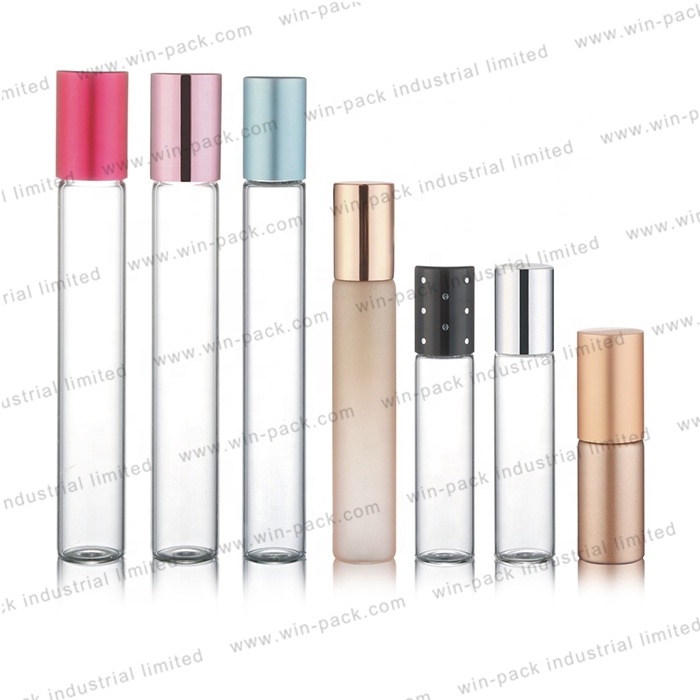 5 ml 15ml clear frosted rose gold glass empty  roll on perfume bottle with metal roller ball