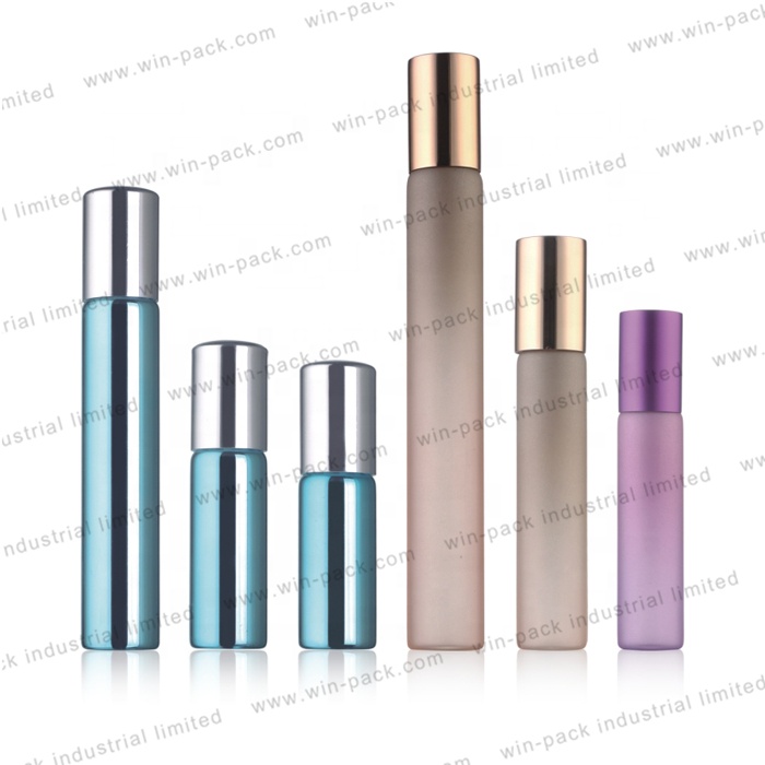 5 ml 15ml clear frosted rose gold glass empty roll on perfume bottle with metal roller ball