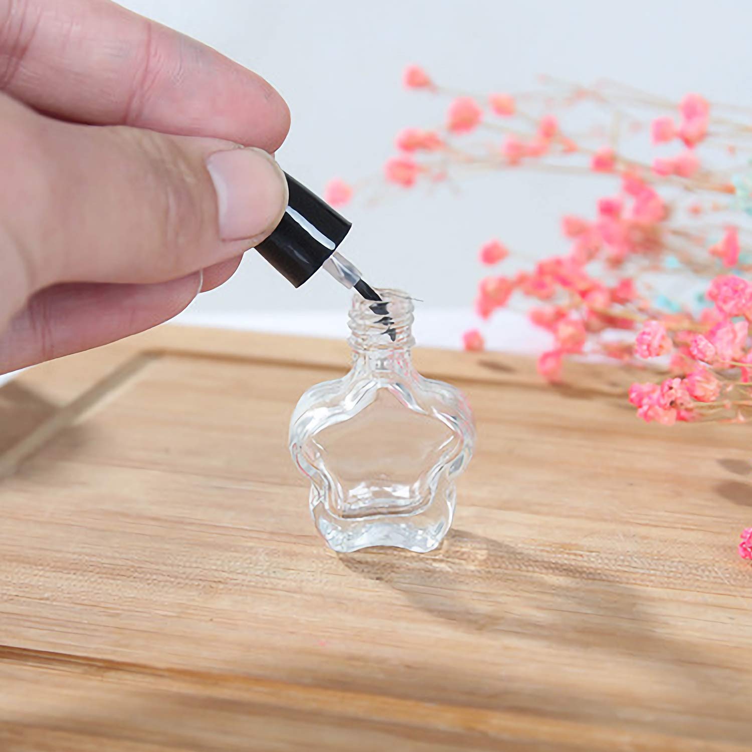 5 ml Glass Nail Polish Bottles quadrangle/pentacle Empty Nail Polish Clear Bottles with Brush cap with funnel