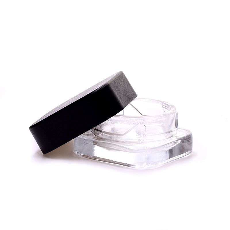 5 ml clear square lovely straight side eye cream cosmetic packing glass jar with plastic child proof lid.