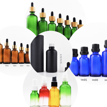 5 ml matte black glass skin care essential oil dropper packaging bottle with bamboo lid