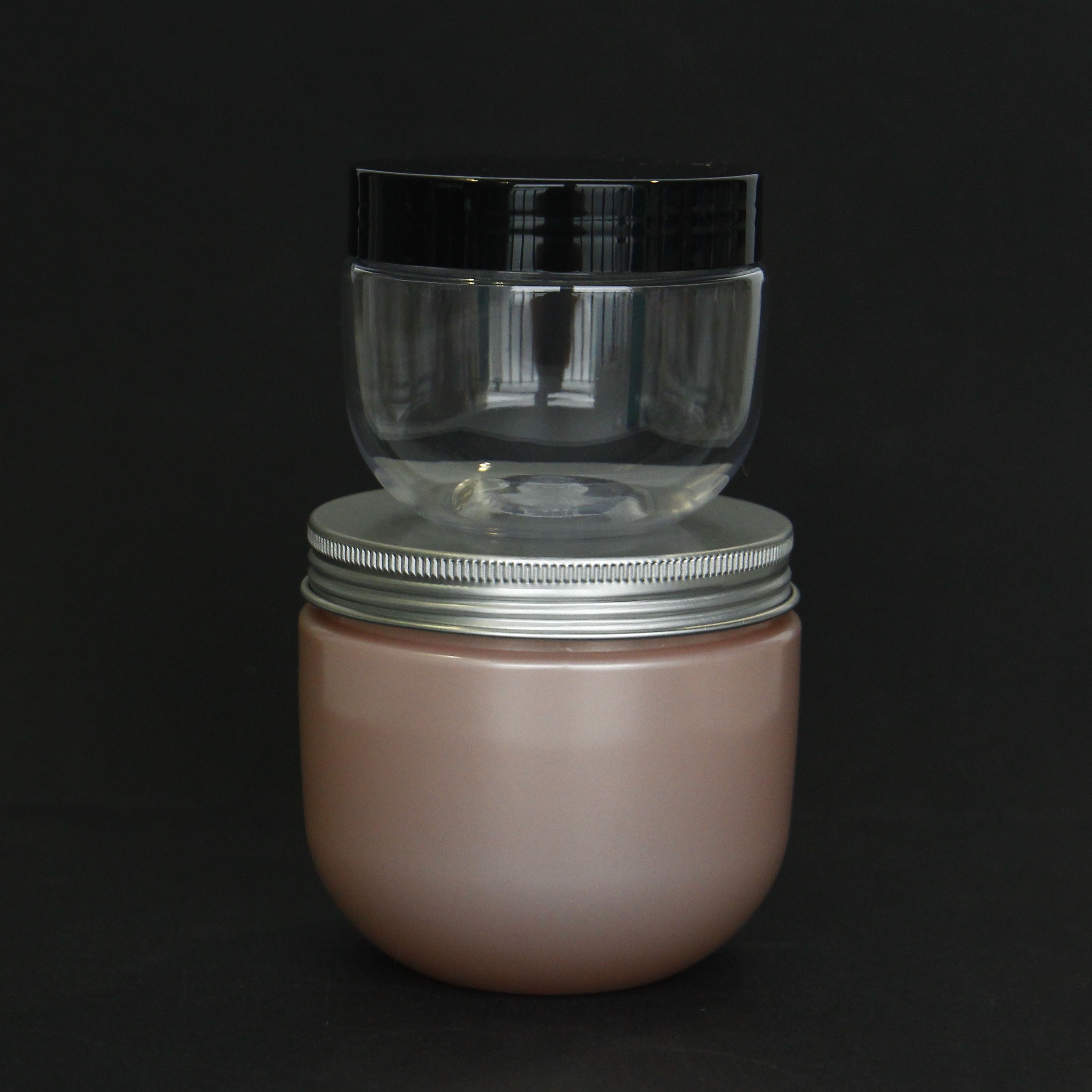 5 oz 10 oz 150ml 300ml Round PET Plastic Pink Green Jars Empty Cosmetic Containers with black and silver lids