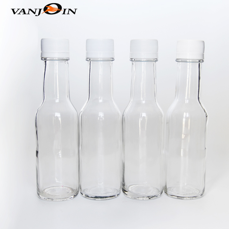 5 oz 150ml Clear Woozy Bottle Chili Soy Beverage Hot Sauce Glass Bottles With Plastic Lids