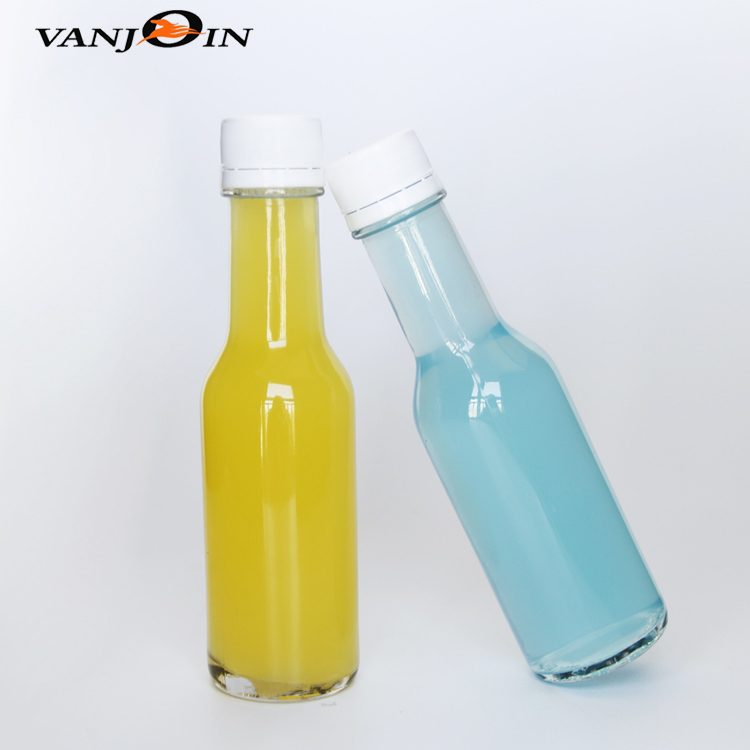 5 oz 150ml Clear Woozy Bottle Chili Soy Beverage Hot Sauce Glass Bottles With Plastic Lids