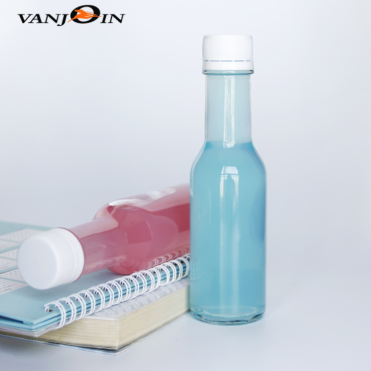 5 oz 150ml Clear Woozy Bottle Chili Soy Beverage Hot Sauce Glass Bottles With Plastic Lids
