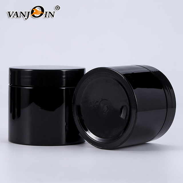 5 oz 150ml PET plastic black cosmetic cream jars with screw cap