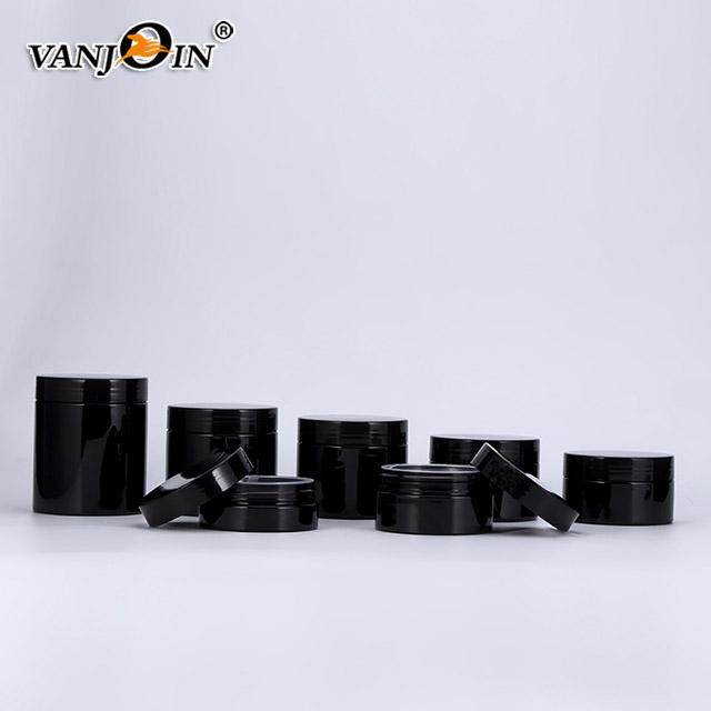 5 oz 150ml PET plastic black cosmetic cream jars with screw cap