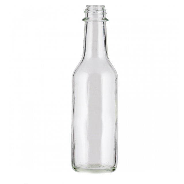 5 oz. Glass Hot Sauce Bottle Black Ribbed F217 Cap 24mm 24-490
