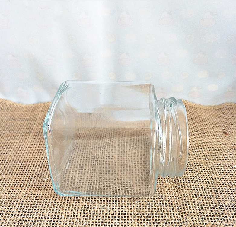 50, 100, 200, 280, 380, 500, 730ml Square Clear Glass Honey Jam Sauce Jar Storage bottles&jars honey jars in bulk