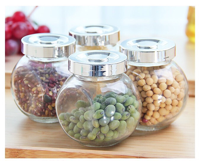 50-480ml Glass Jar with sliver Lids Food Storage Jar honey jar