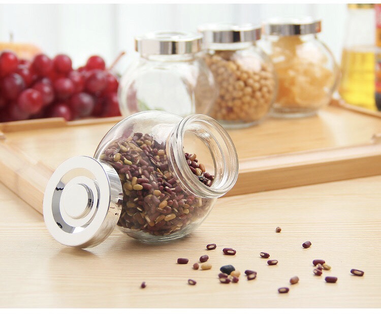 50-480ml Glass Jar with sliver Lids Food Storage Jar honey jar