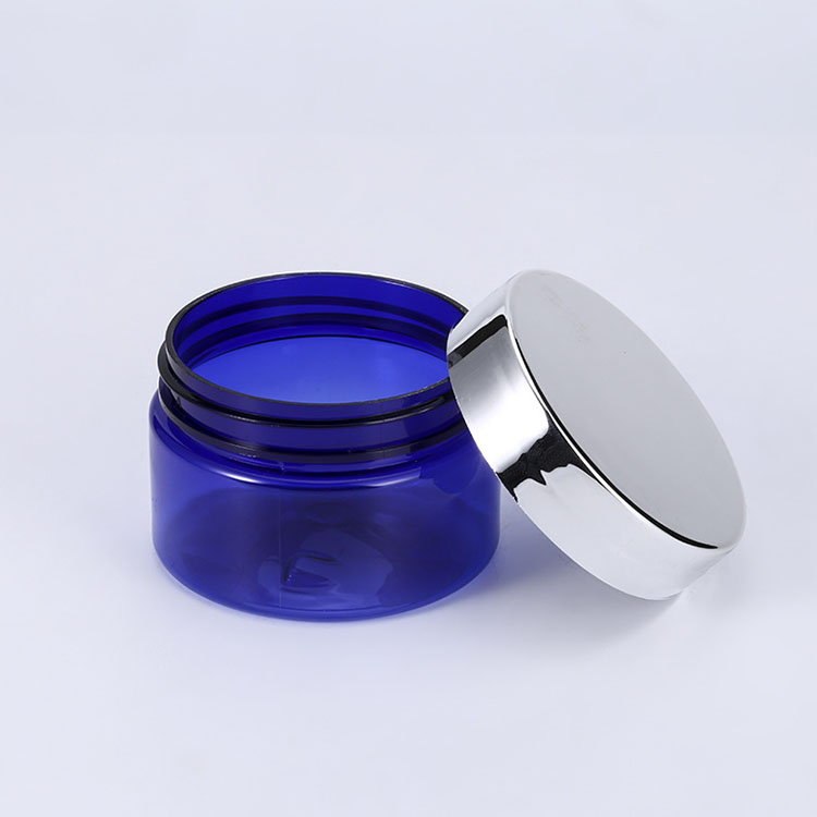 50 60 120 g private label cosmetic makeup gel containers cobalt blue face lotion recycled plastic jar pot with seal lid