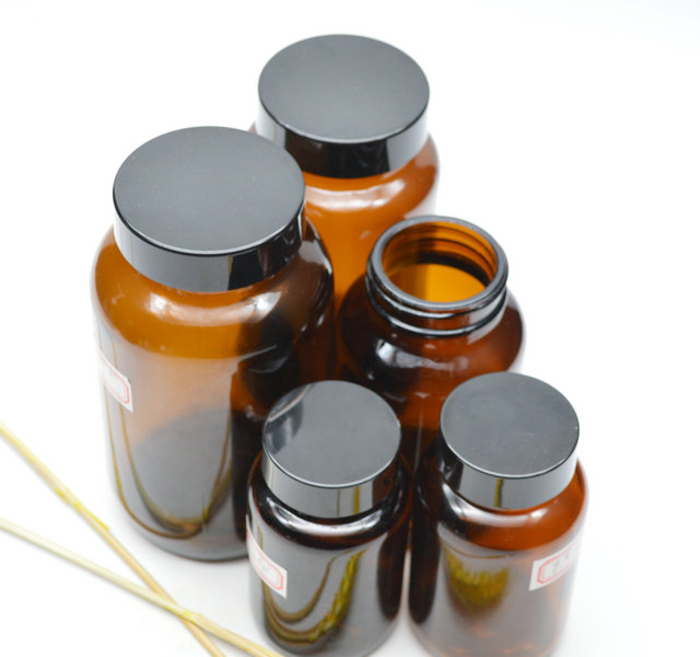 50 80 100 150 200 ml Amber Glass Capsule Bottle Jar With plastic Lid For Supplement Pills Packing
