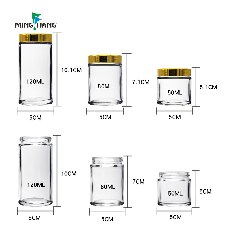 50 ML 80 ML 120 ML Wholesale ridged montana Glass Spice Jar Bottles For Herb Seasoning Storage With Plastic lid