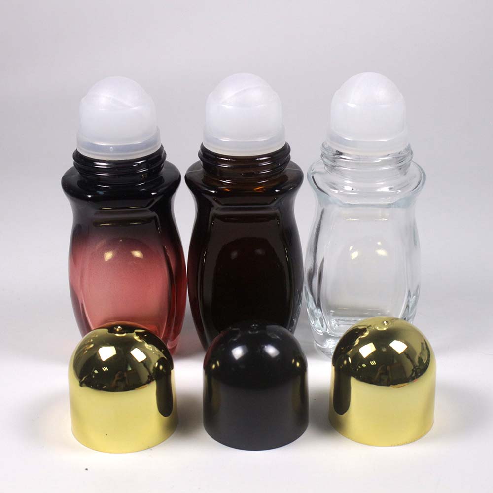 50/ML red white black glass deodorant bottle,roller bottles with white/gold color cap packaging retail and Wholesale